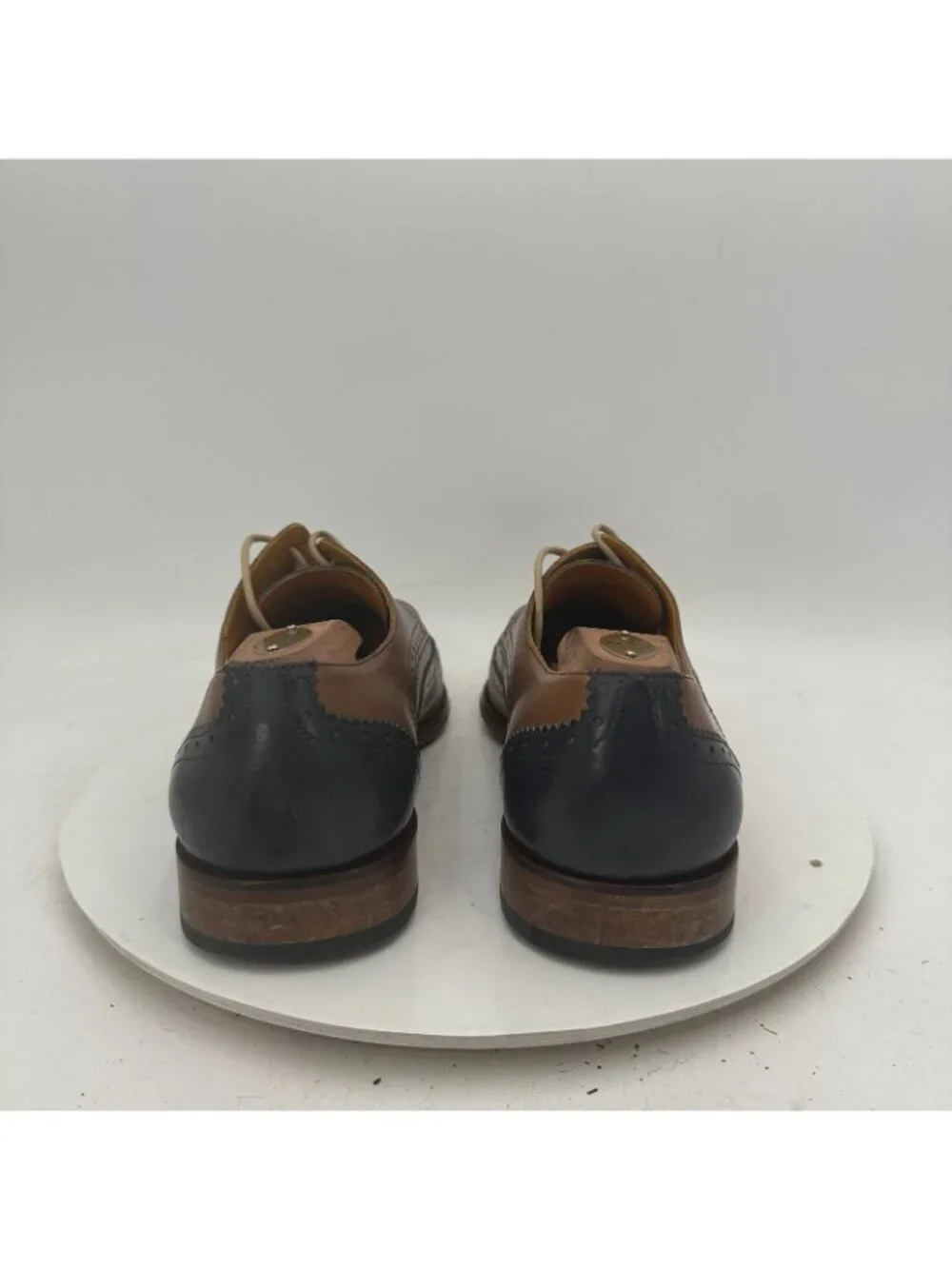 Undandy Men Size EU 43 US 9.5 Brown Black Leather Wingtip Derby Dress Shoes